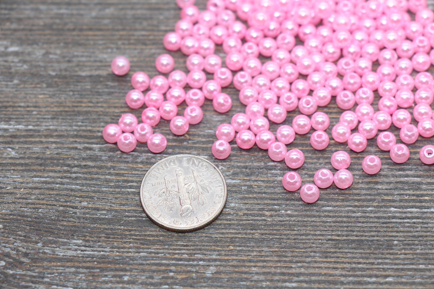 4mm Pink Faux Pearl Beads, Pink Faux Pearl Gumball Beads, Imitation Pearl Beads, Chunky Beads, Smooth Plastic Round Beads #2046