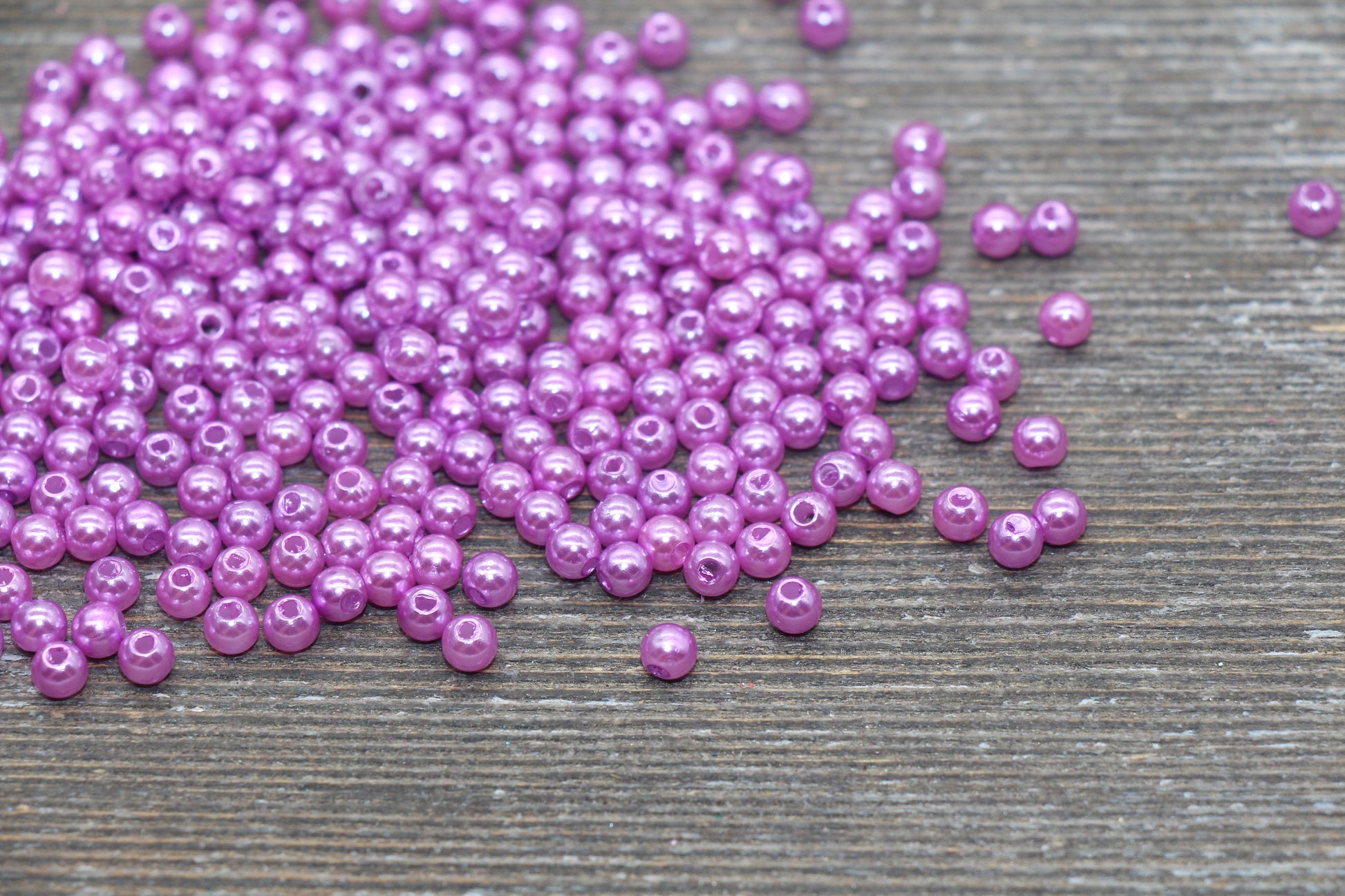 4mm Lavender Faux Pearl Beads, Lavender Faux Pearl Gumball Beads, Imitation Pearl Beads, Chunky Beads, Smooth Plastic Round Beads #2048