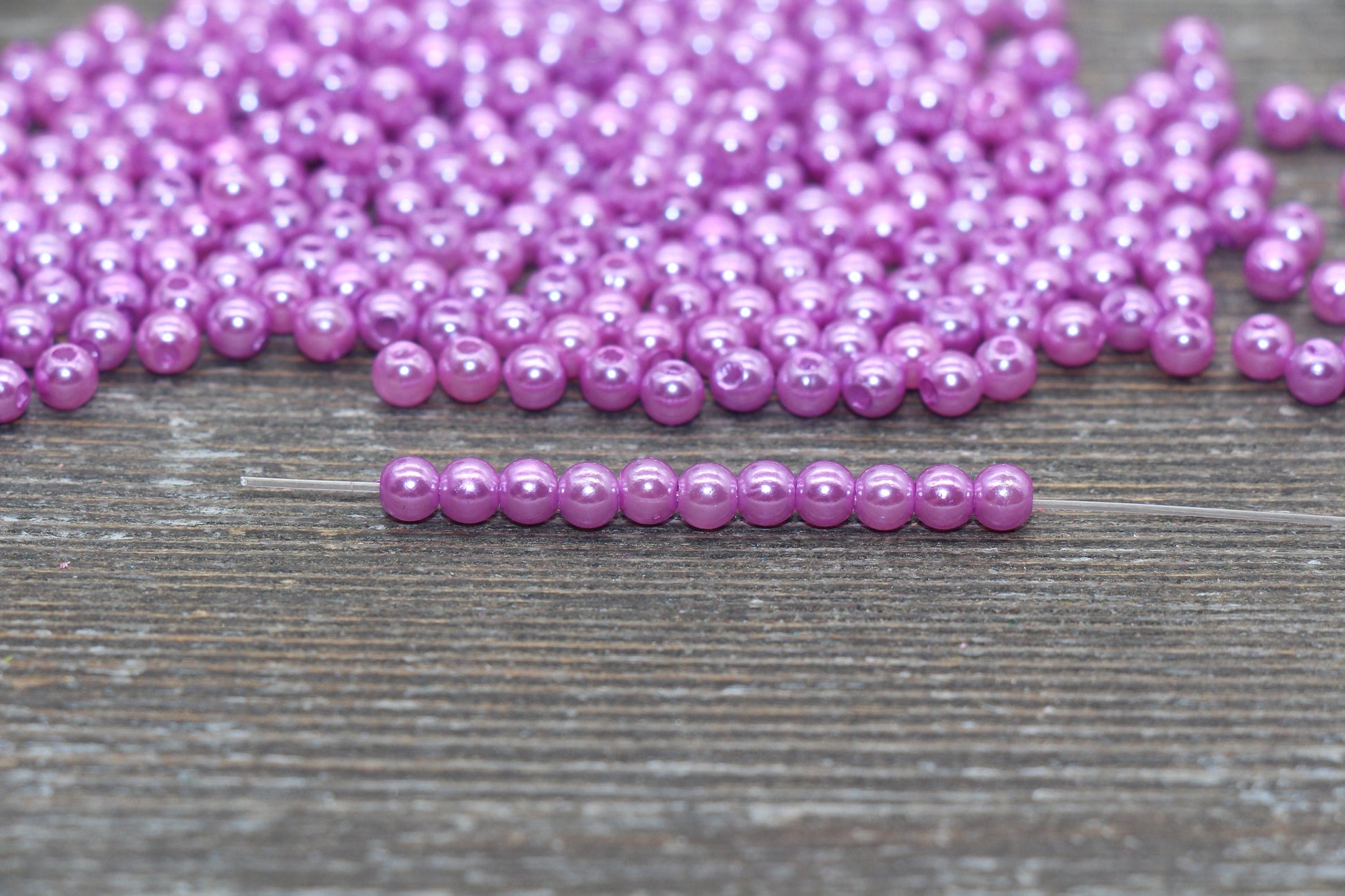 4mm Lavender Faux Pearl Beads, Lavender Faux Pearl Gumball Beads, Imitation Pearl Beads, Chunky Beads, Smooth Plastic Round Beads #2048