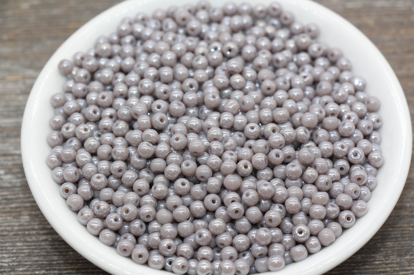 Round Gray Glossy Glass Beads, 4mm Glass Round Seed Beads, Glossy Gray Opaque Seed Beads, Beading Supplies #2182
