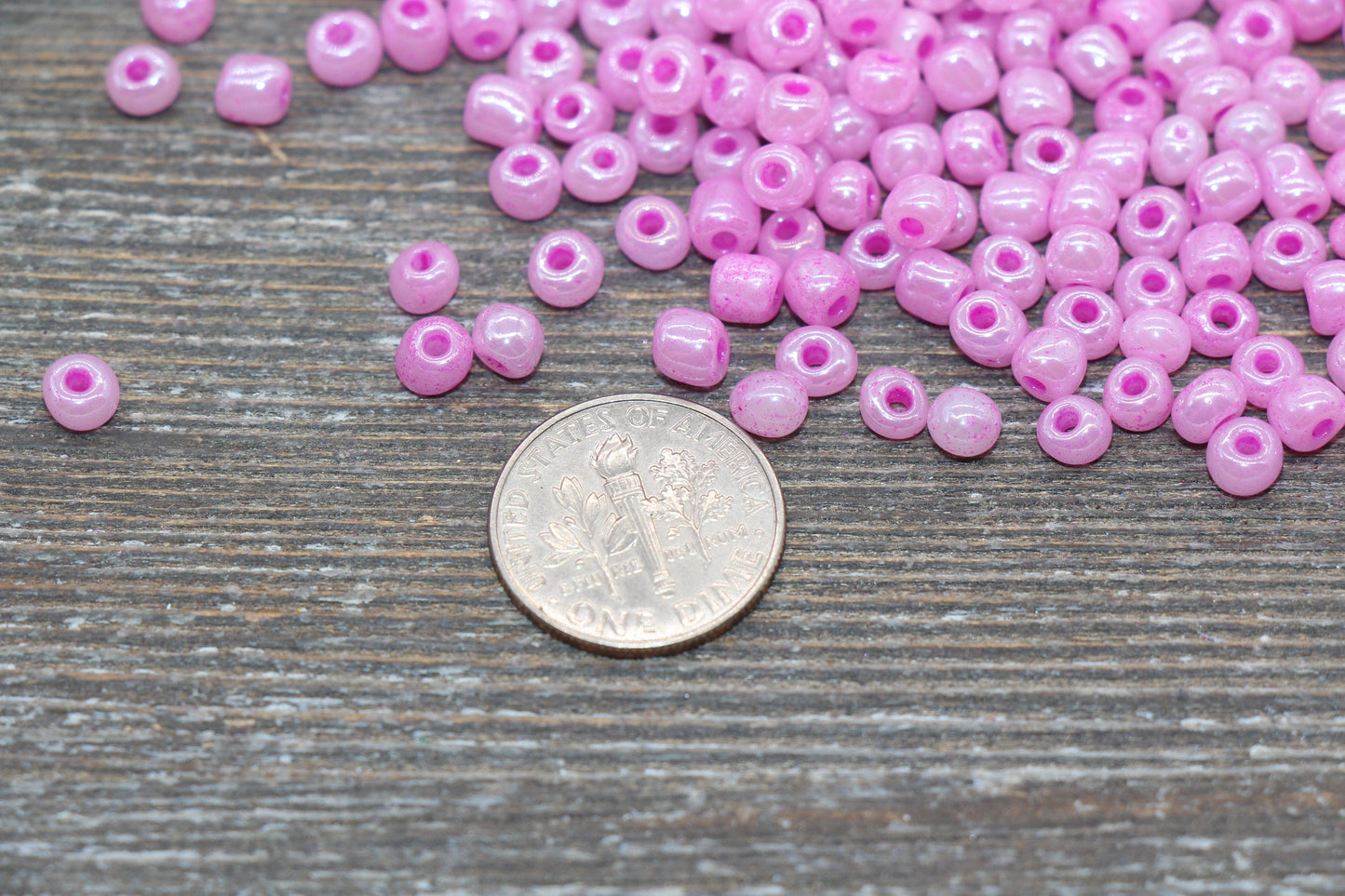 Creamy Glass Seed Beads, 4mm 6/0 Glass Round Seed Beads, Creamy Pink Seed Beads, Glossy Rocailles Beads, Beading Supplies #2072