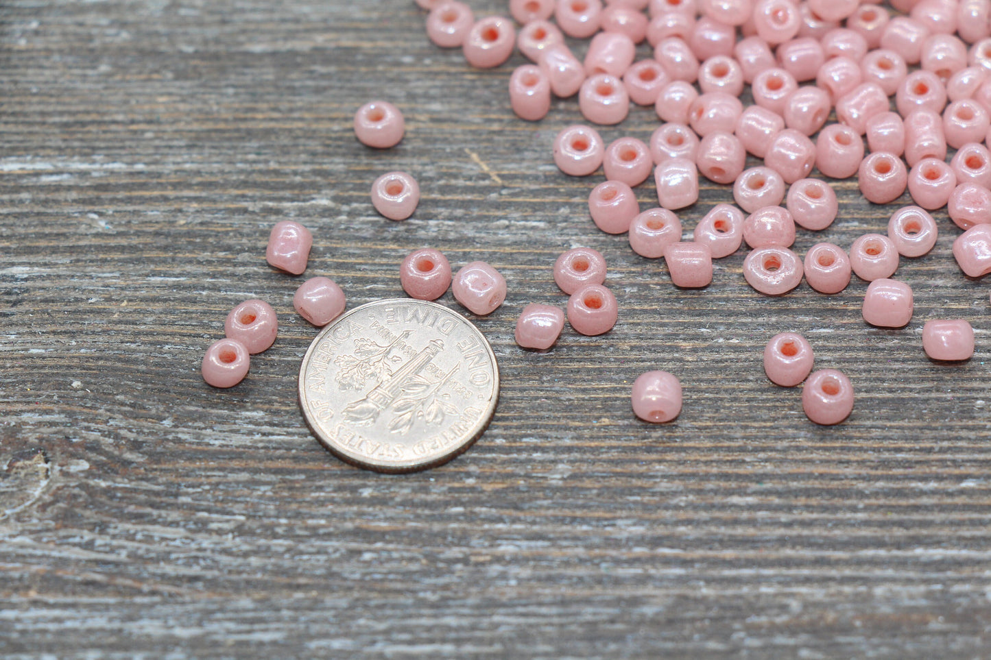 Creamy Glass Seed Beads, 4mm 6/0 Glass Round Seed Beads, Creamy Peach Seed Beads, Glossy Rocailles Beads, Beading Supplies #2075