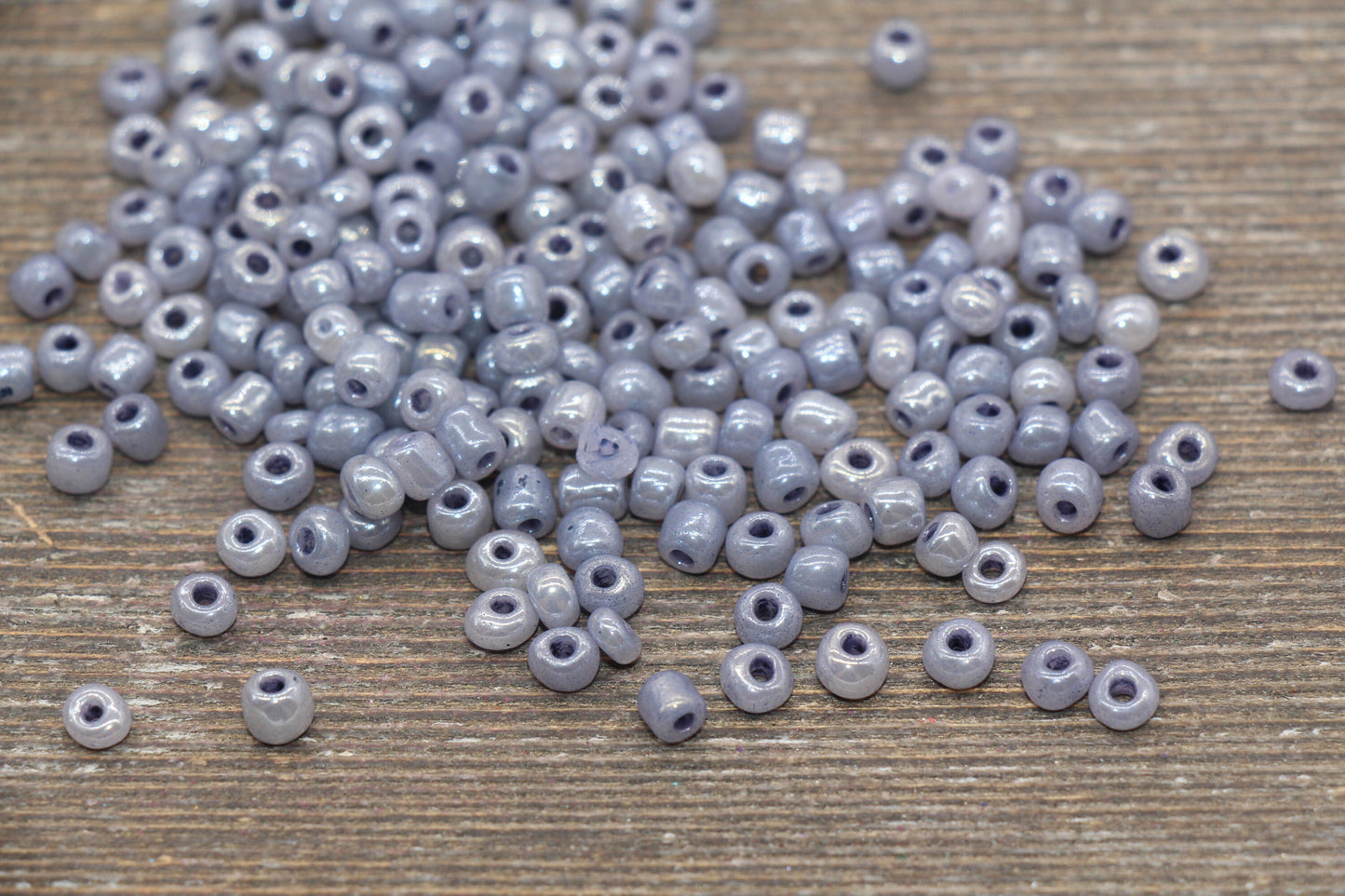 Creamy Glass Seed Beads, 4mm 6/0 Glass Round Seed Beads, Creamy Gray Seed Beads, Glossy Rocailles Beads, Beading Supplies #2078