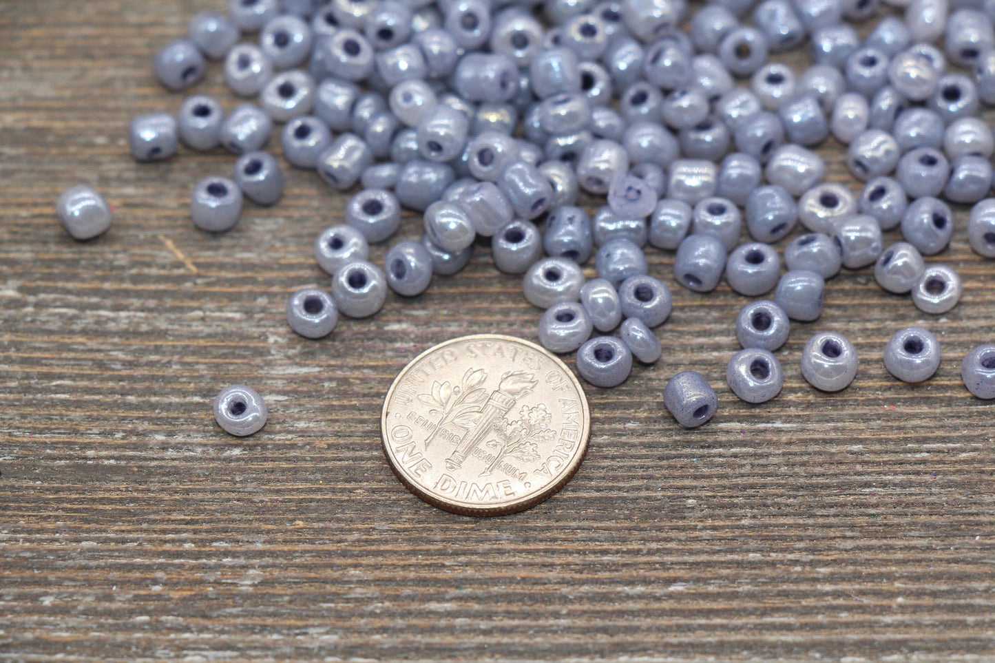 Creamy Glass Seed Beads, 4mm 6/0 Glass Round Seed Beads, Creamy Gray Seed Beads, Glossy Rocailles Beads, Beading Supplies #2078