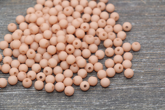 6mm Matte Dusty Peach Gumball Beads, Round Acrylic Loose Beads, Matte Bubblegum Beads, Chunky Beads, Round Plastic Beads #2191