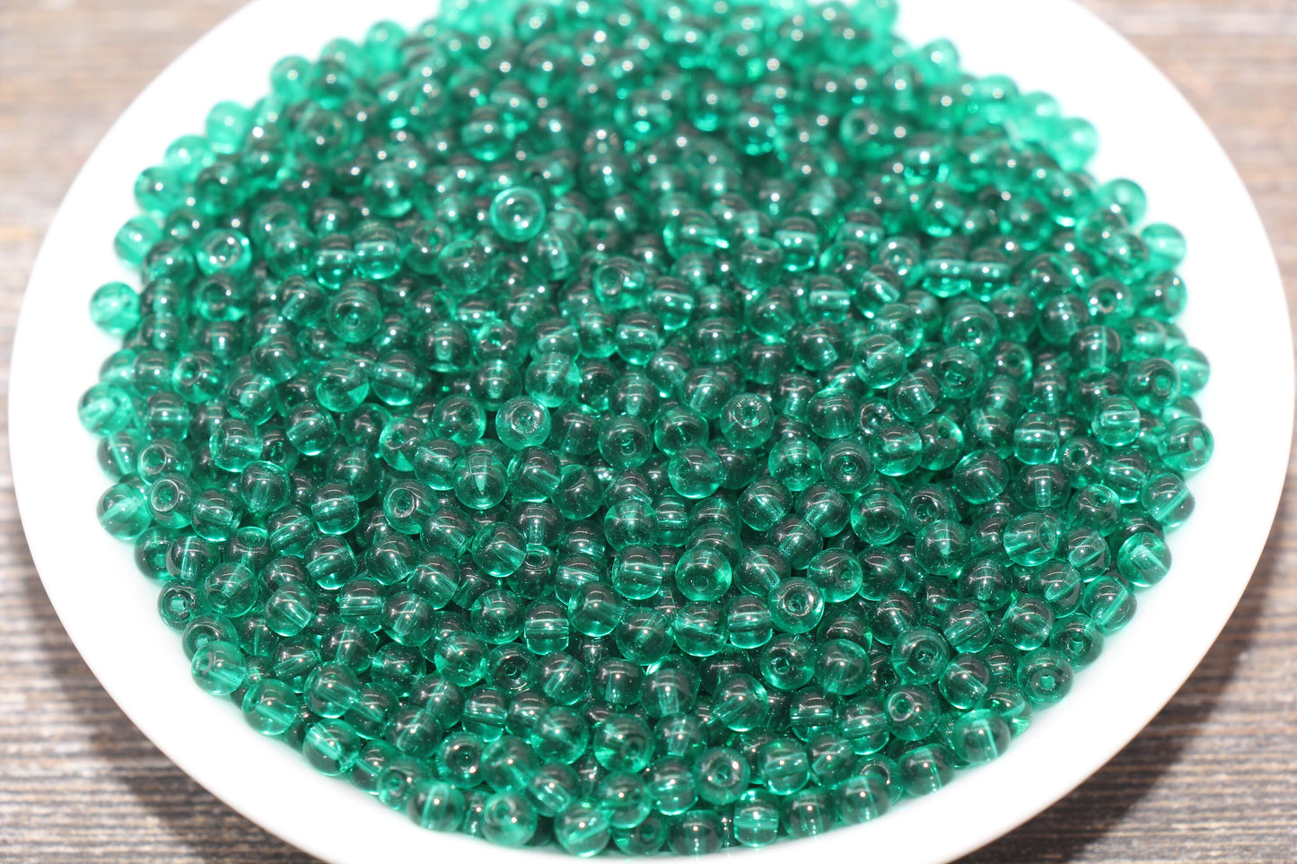 Round Transparent Glass Beads, 4mm Glass Round Seed Beads, Hunter Green Trans Seed Beads, Beading Supplies #2146
