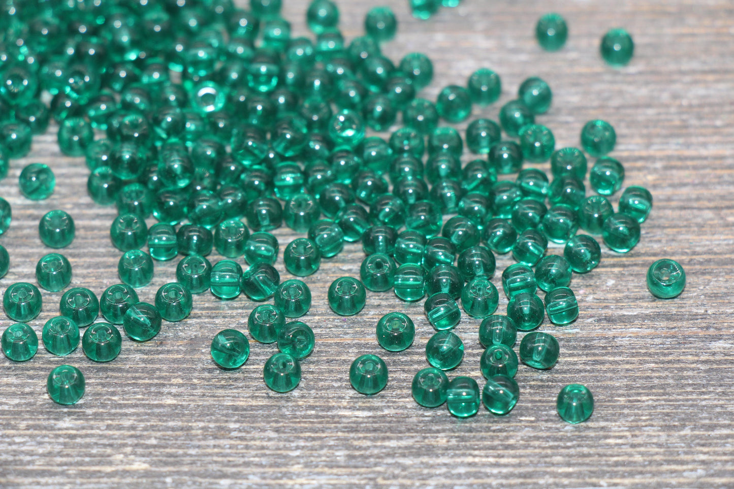 Round Transparent Glass Beads, 4mm Glass Round Seed Beads, Hunter Green Trans Seed Beads, Beading Supplies #2146