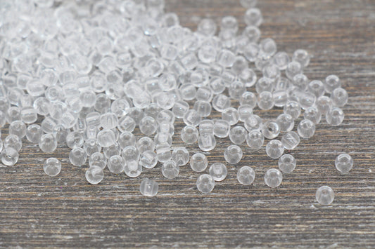 4mm Clear Transparent Seed Beads, ideal for crafting jewelry such as bracelets and necklaces and other crafts.