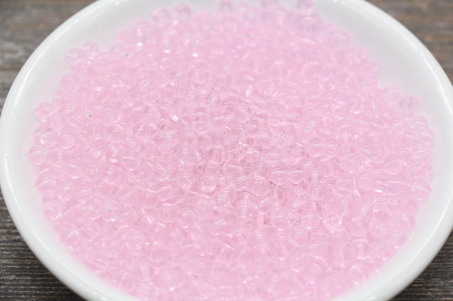Round Transparent Glass Beads, 4mm Glass Round Seed Beads, Pink Trans Seed Beads, Beading Supplies #2149