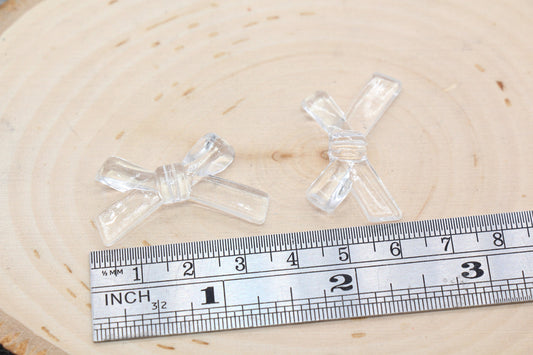 Transparent Bow Beads, Acrylic Ribbon Bow Beads, Clear Bow Beads, Vertical Hole Bow Beads, Jewelry Beads #2200