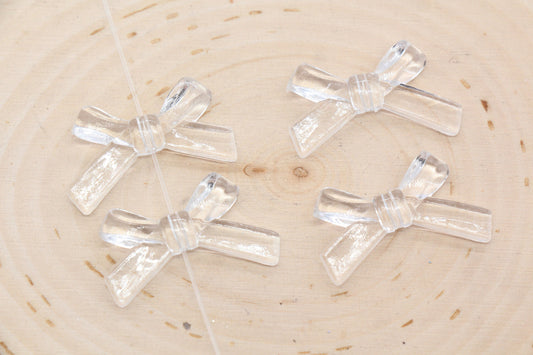 Transparent Bow Beads, Acrylic Ribbon Bow Beads, Clear Bow Beads, Vertical Hole Bow Beads, Jewelry Beads #2200
