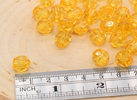 10mm Orange Transparent Faceted Beads, Orange Hexagon Faceted Acrylic Beads, Bubblegum Beads, Chunky Beads, Crystal Look Beads#2206