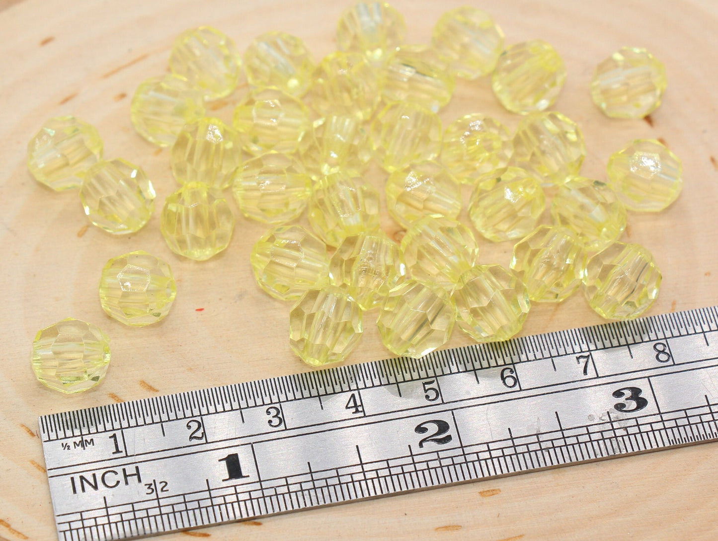 10mm Yellow Transparent Faceted Beads, Yellow Hexagon Faceted Acrylic Beads, Bubblegum Beads, Chunky Beads, Crystal Look Beads#2208