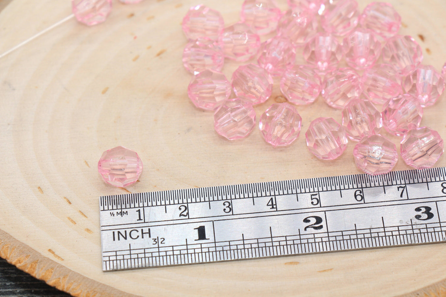 10mm Pink Transparent Faceted Beads, Pink Hexagon Faceted Acrylic Beads, Bubblegum Beads, Chunky Beads, Crystal Look Beads#2210