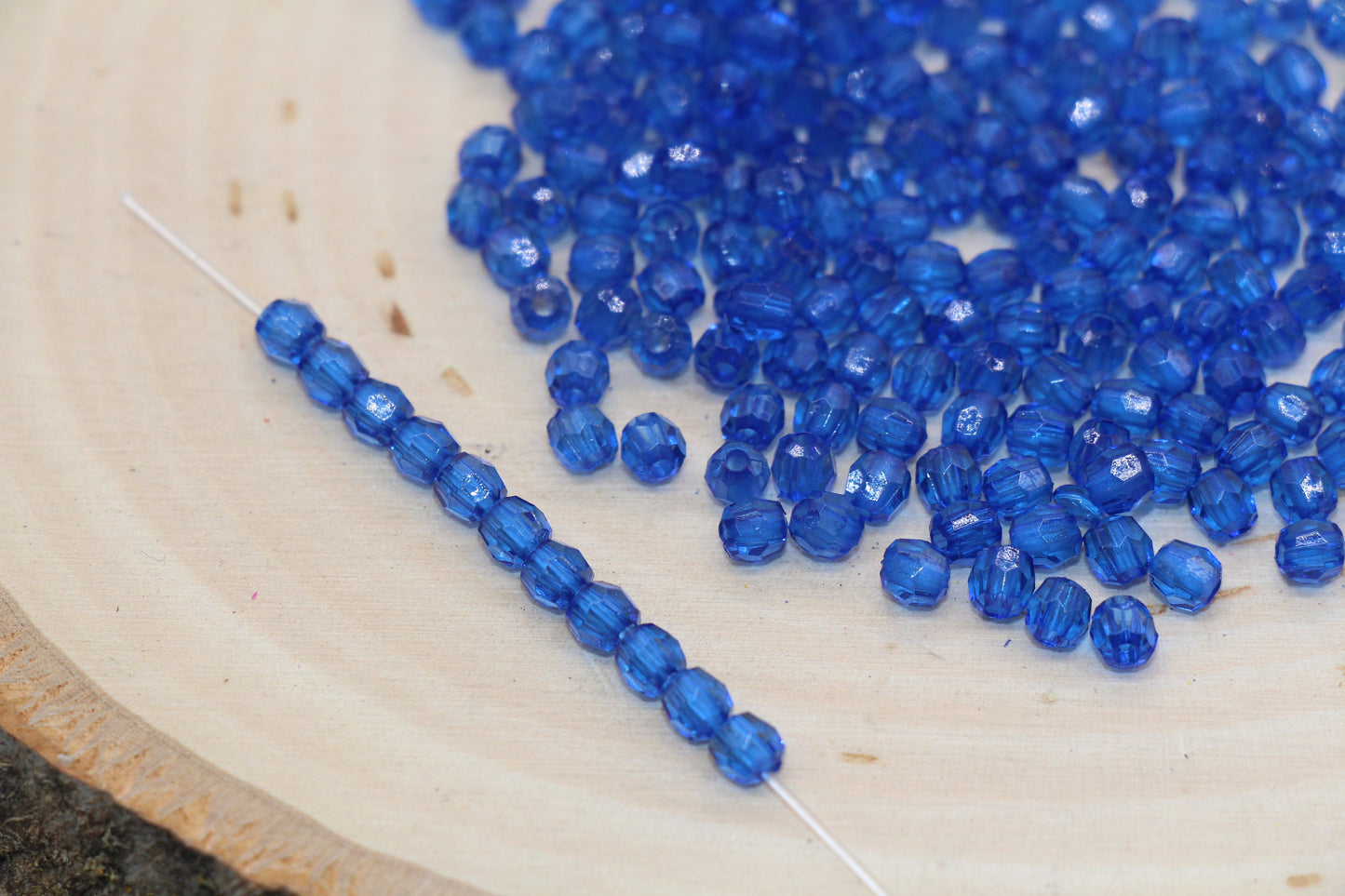 4mm Royal Blue Faceted Beads, Transparent Faceted Acrylic Gumball Beads, Blue Faceted Spacer Beads, Bubblegum Beads #2223
