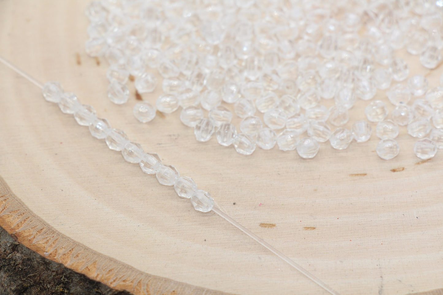 4mm Clear Faceted Beads, Transparent Faceted Acrylic Gumball Beads, Clear Faceted Spacer Beads, Bubblegum Beads #2226
