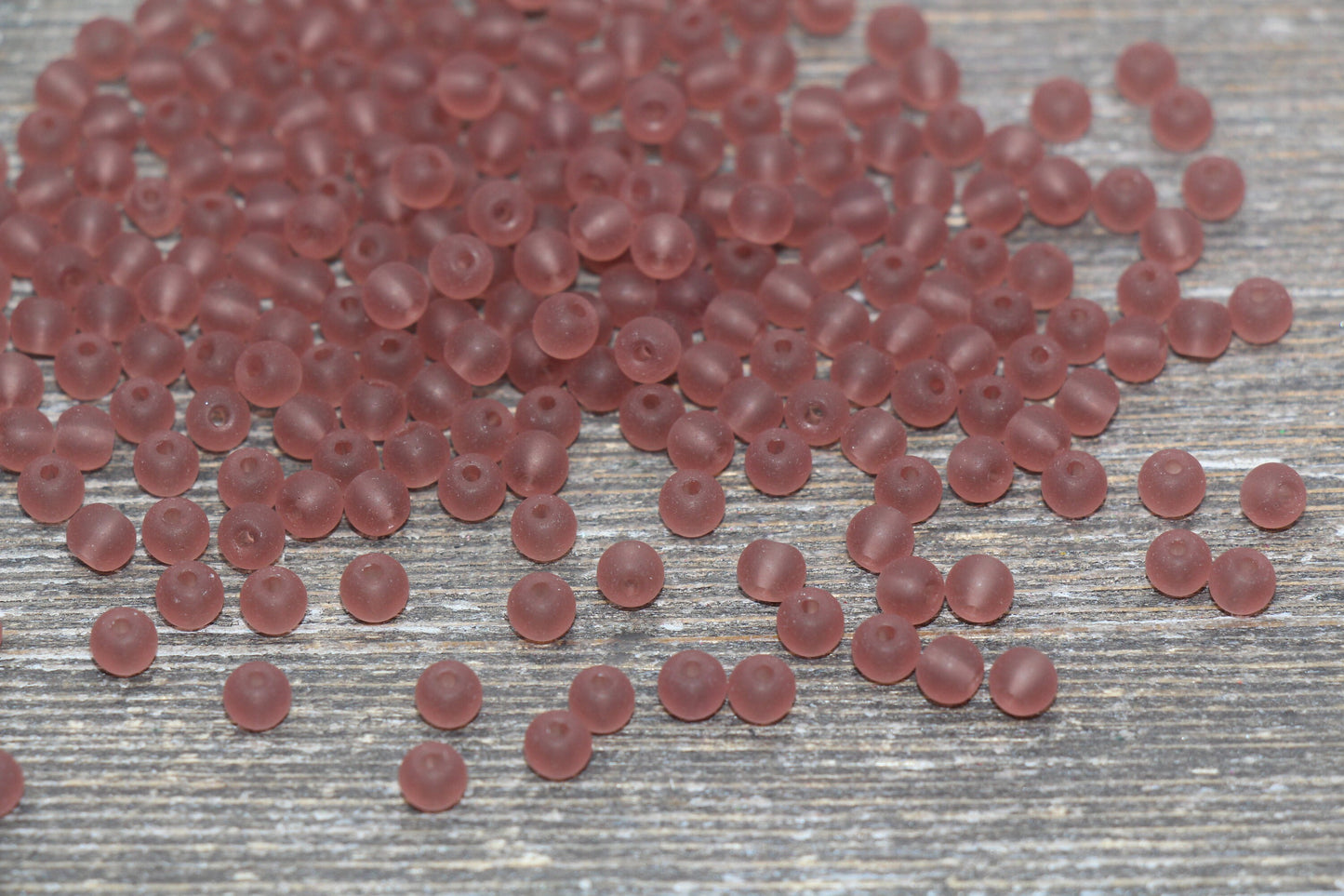 Round Matte Transparent Glass Beads, 4mm Glass Round Seed Beads, Frosted Trans Seed Beads, Beading Supplies #2156