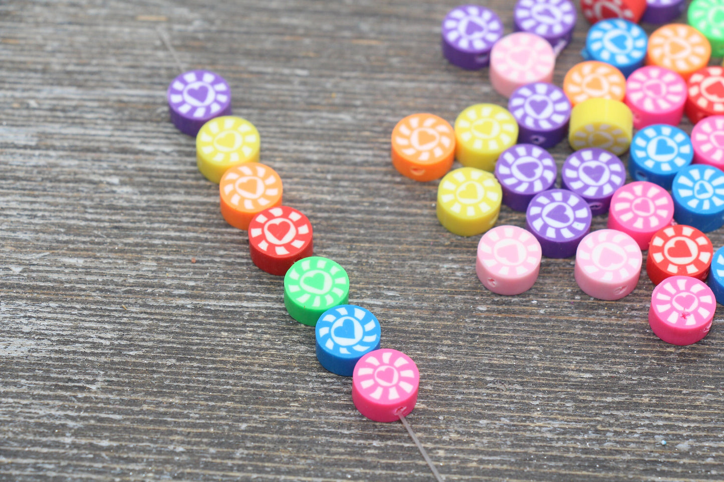 Heart Polymer Clay Beads, Mix Color Heart Clay Beads, Bracelet Beads, Jewelry Beads, Beads for Bracelet #69