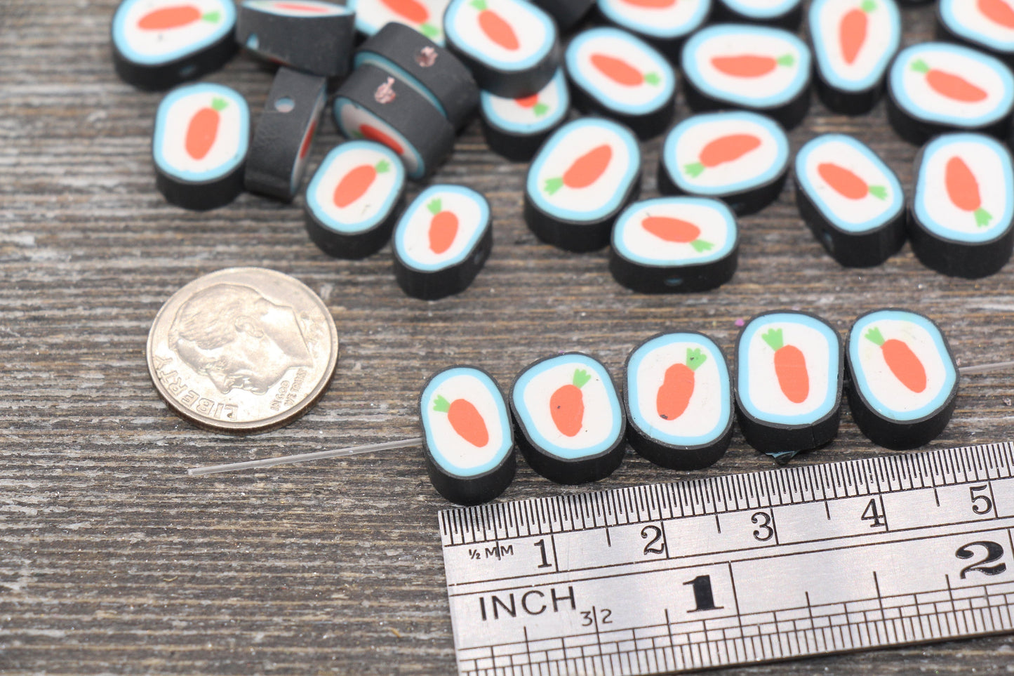 Carrot Polymer Clay Beads, Cute Carrot Clay Beads, Jewelry Beads, Beads for Bracelet #80
