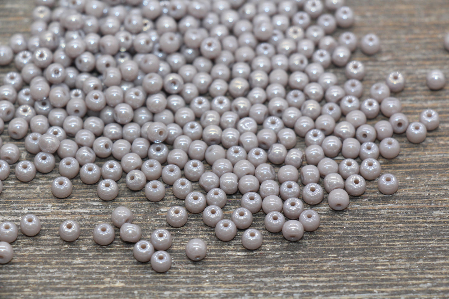Round Gray Glossy Glass Beads, 4mm Glass Round Seed Beads, Glossy Gray Opaque Seed Beads, Beading Supplies #2182