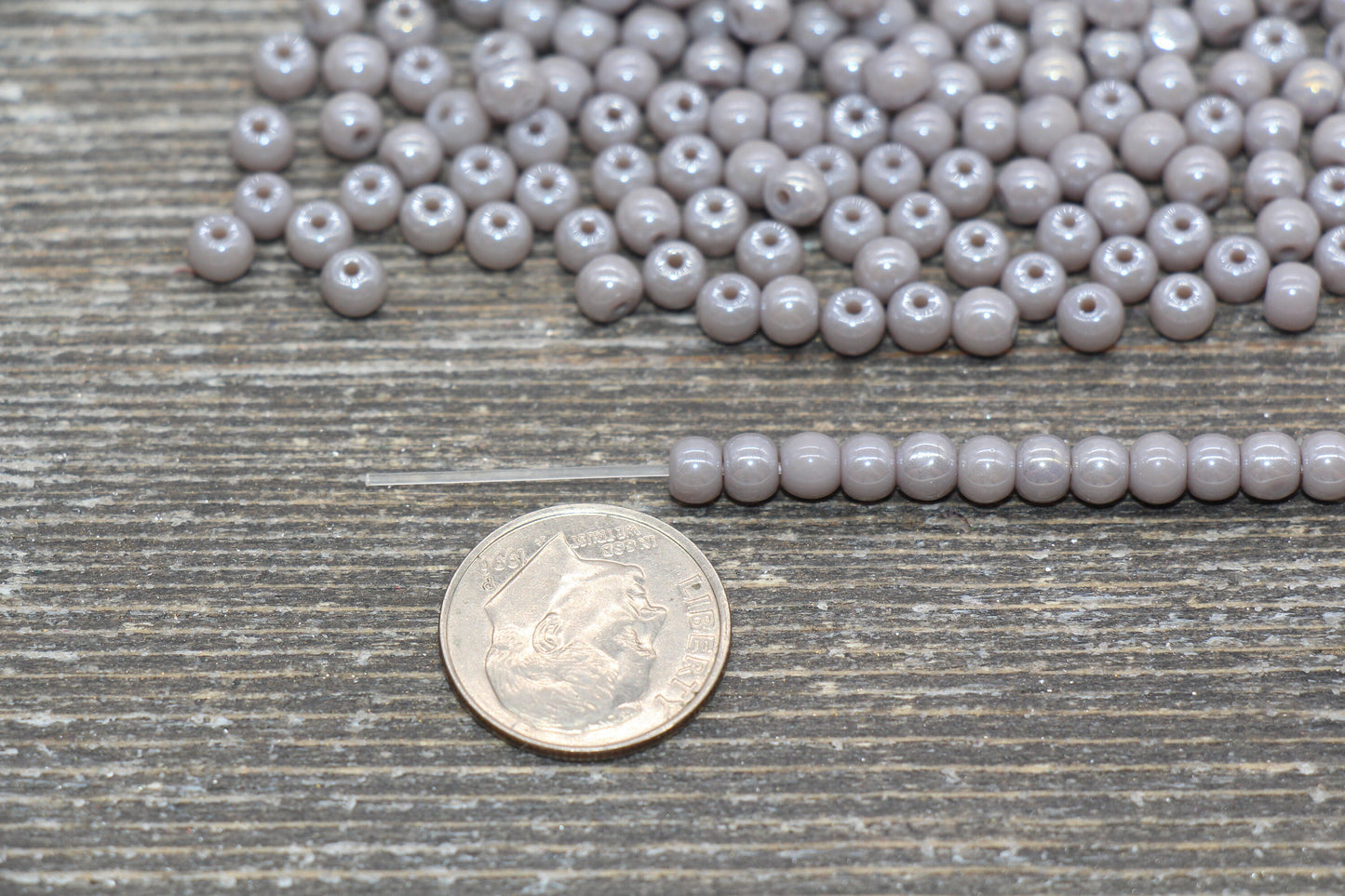 Round Gray Glossy Glass Beads, 4mm Glass Round Seed Beads, Glossy Gray Opaque Seed Beads, Beading Supplies #2182