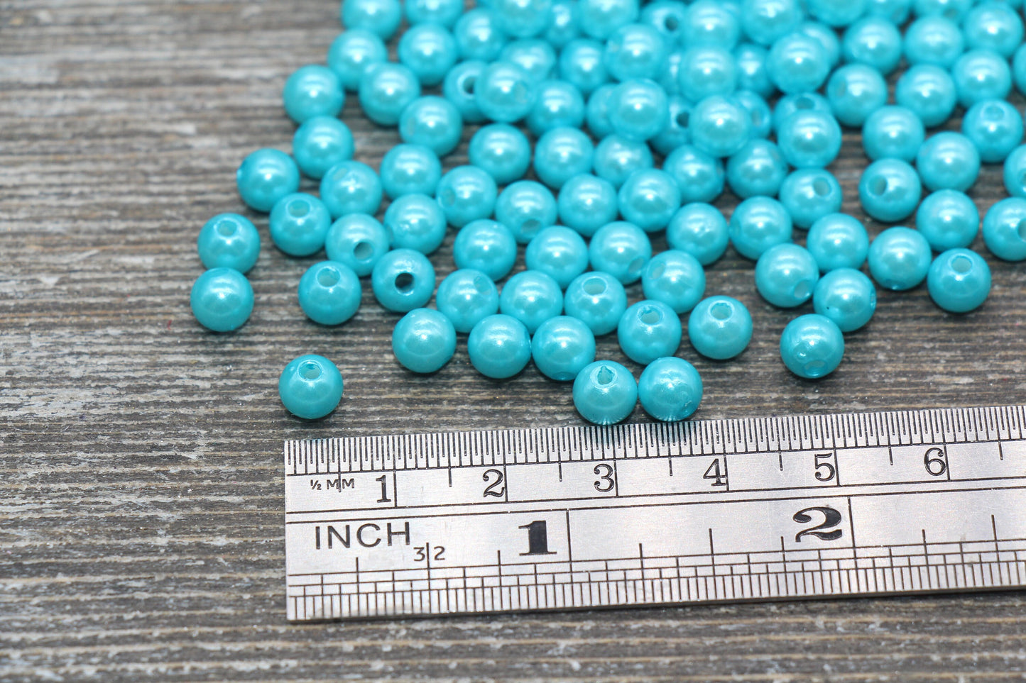 6mm Blue Faux Pearl Beads, Faux Pearl Gumball Beads, Imitation Pearl Beads, Chunky Beads, Smooth Plastic Round Beads #2244