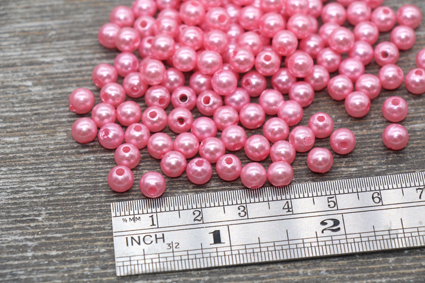 6mm Pink Faux Pearl Beads, Faux Pearl Gumball Beads, Imitation Pearl Beads, Chunky Beads, Smooth Plastic Round Beads #2247