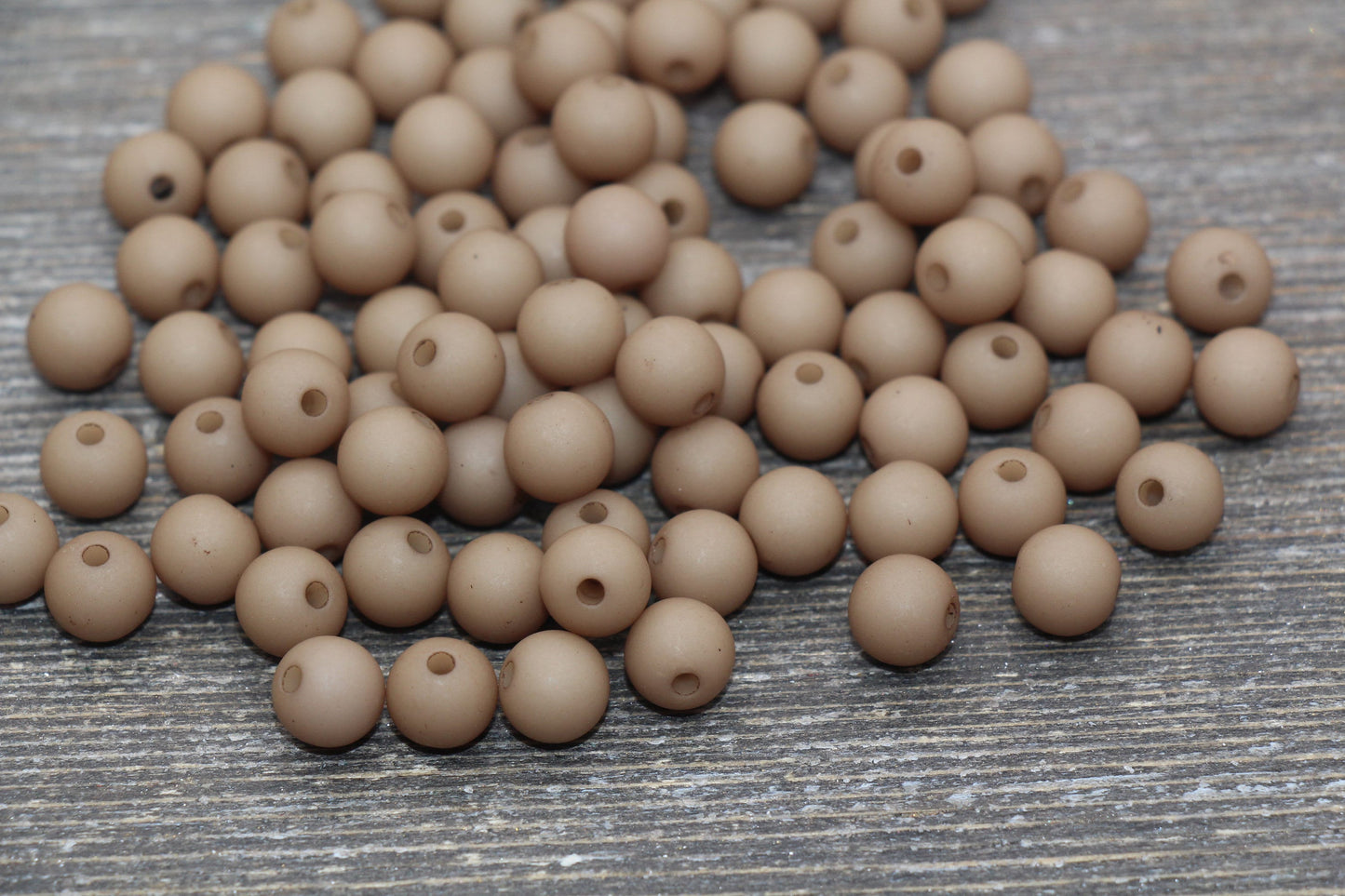 8mm Matte Taupe Round Beads, Acrylic Gumball Bead, Frosted Taupe Round Spacer Beads, Bubblegum Beads, Plastic Round Bead #2187