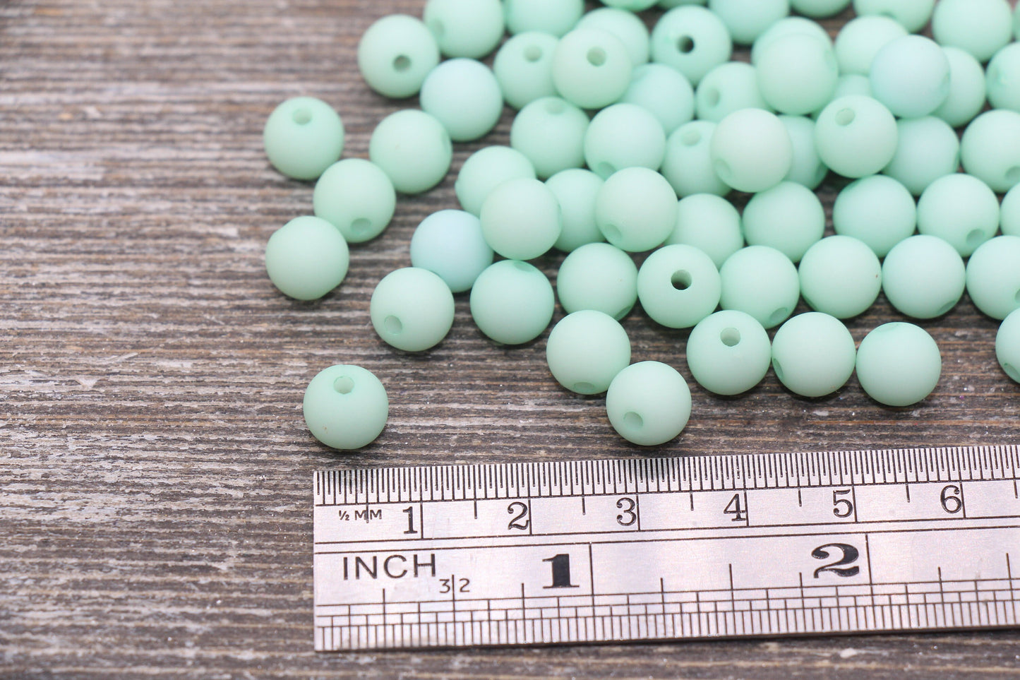 8mm Matte Mint Round Beads, Acrylic Gumball Bead, Frosted Mint Round Spacer Beads, Bubblegum Beads, Plastic Round Bead #2189