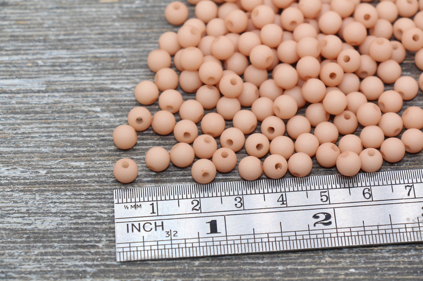 6mm Matte Dusty Peach Gumball Beads, Round Acrylic Loose Beads, Matte Bubblegum Beads, Chunky Beads, Round Plastic Beads #2191