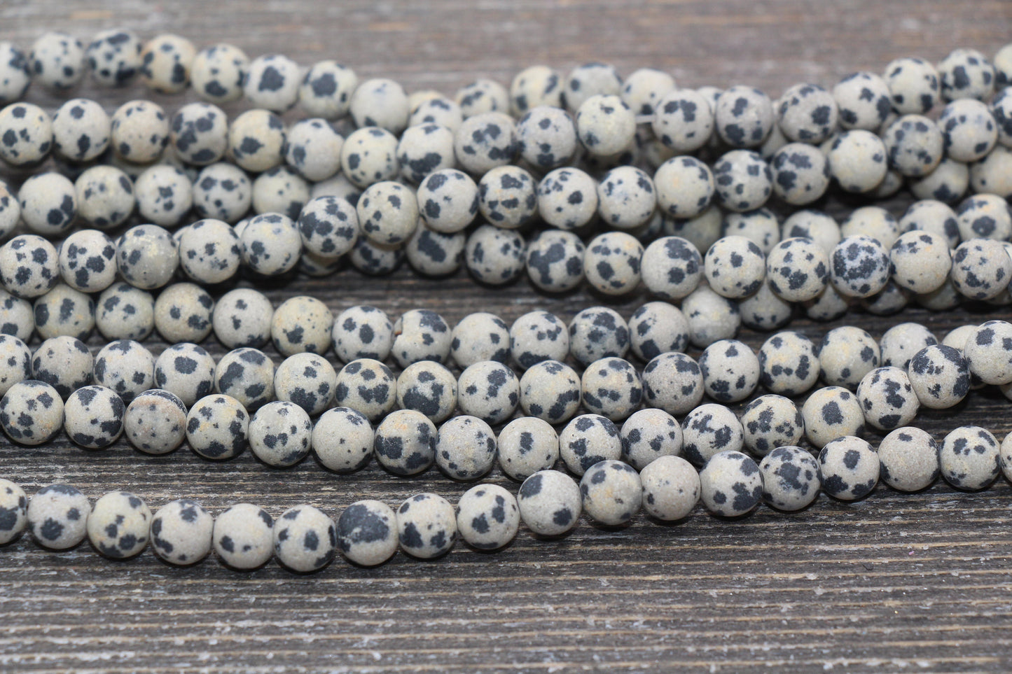 Matte Dalmatian Jasper Beads, Frosted Black Spotted Dot Gemstone Round Beads, Size 4mm 6mm 8mm 10mm 12mm #244