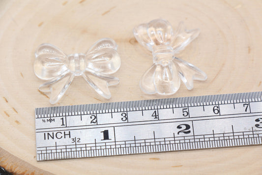 Transparent Bow Beads, Acrylic Ribbon Bow Beads, Clear Bow Beads, Vertical Hole Bow Beads, Jewelry Beads #2199