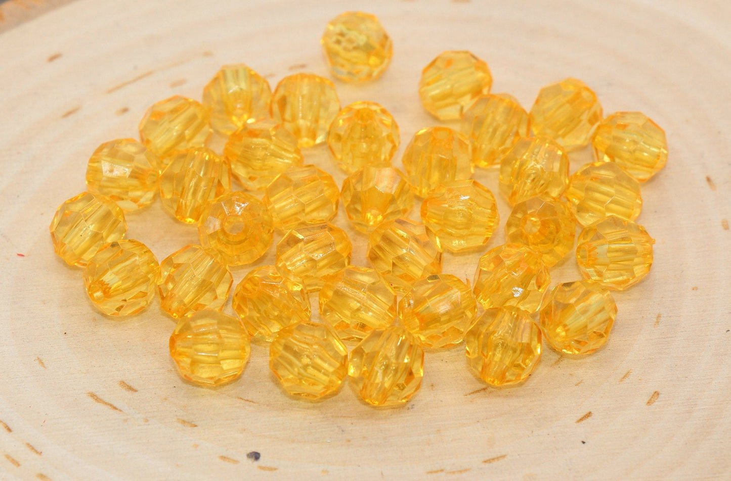 10mm Orange Transparent Faceted Beads, Orange Hexagon Faceted Acrylic Beads, Bubblegum Beads, Chunky Beads, Crystal Look Beads#2206