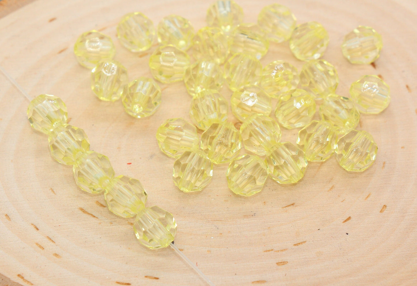 10mm Yellow Transparent Faceted Beads, Yellow Hexagon Faceted Acrylic Beads, Bubblegum Beads, Chunky Beads, Crystal Look Beads#2208