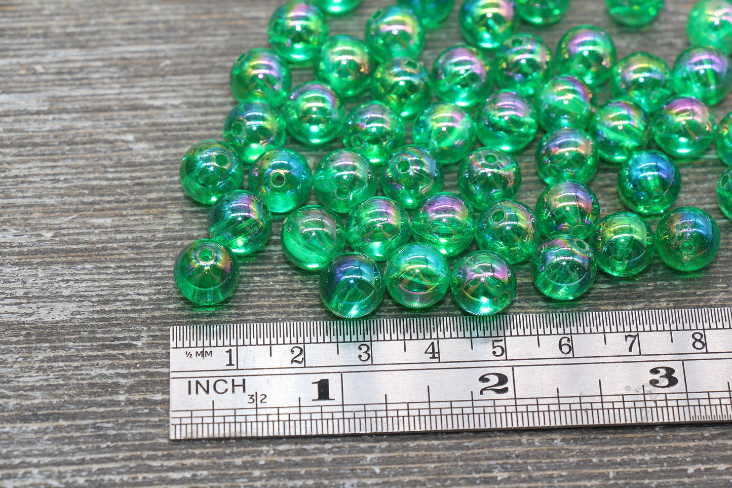 10mm Green AB Round Beads, Iridescent Purple Acrylic Gumball Beads, Translucent Round Beads, Bubblegum Beads, Plastic Round Bead #2219