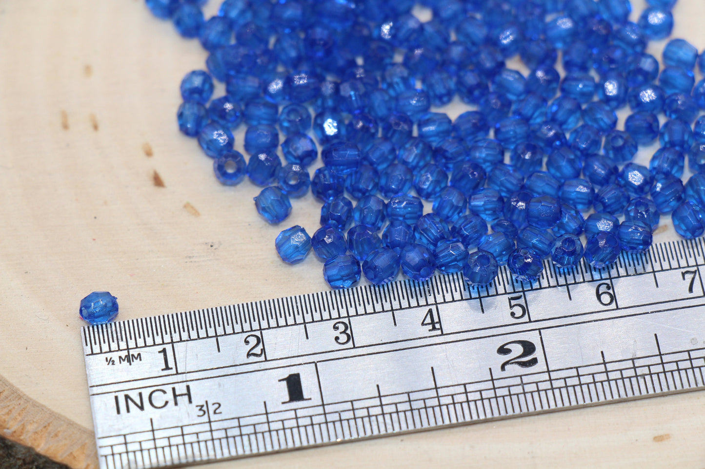 4mm Royal Blue Faceted Beads, Transparent Faceted Acrylic Gumball Beads, Blue Faceted Spacer Beads, Bubblegum Beads #2223