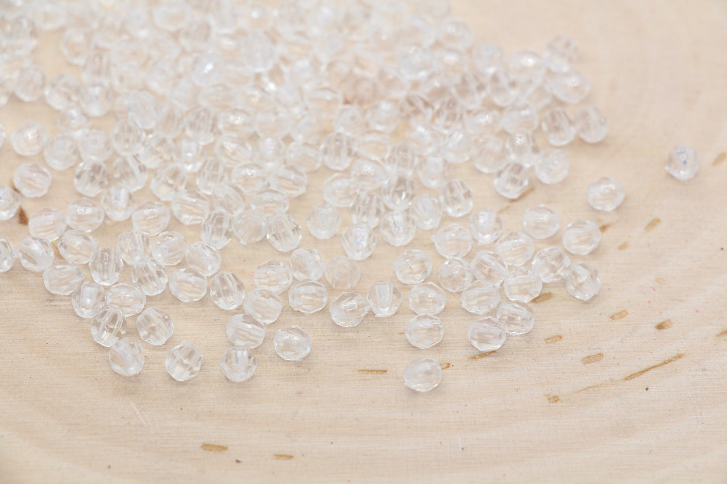 4mm Clear Faceted Beads, Transparent Faceted Acrylic Gumball Beads, Clear Faceted Spacer Beads, Bubblegum Beads #2226