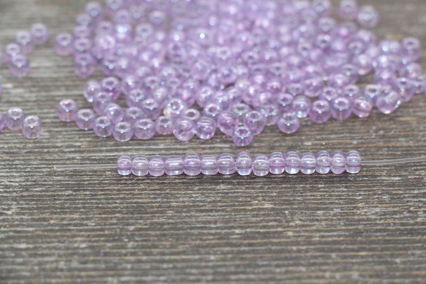 Glossy Transparent Glass Seed Beads, 4mm 6/0 Glass Round Seed Beads, Lavender Trans Seed Beads, Rocailles Beads, Beading Supplies #2258