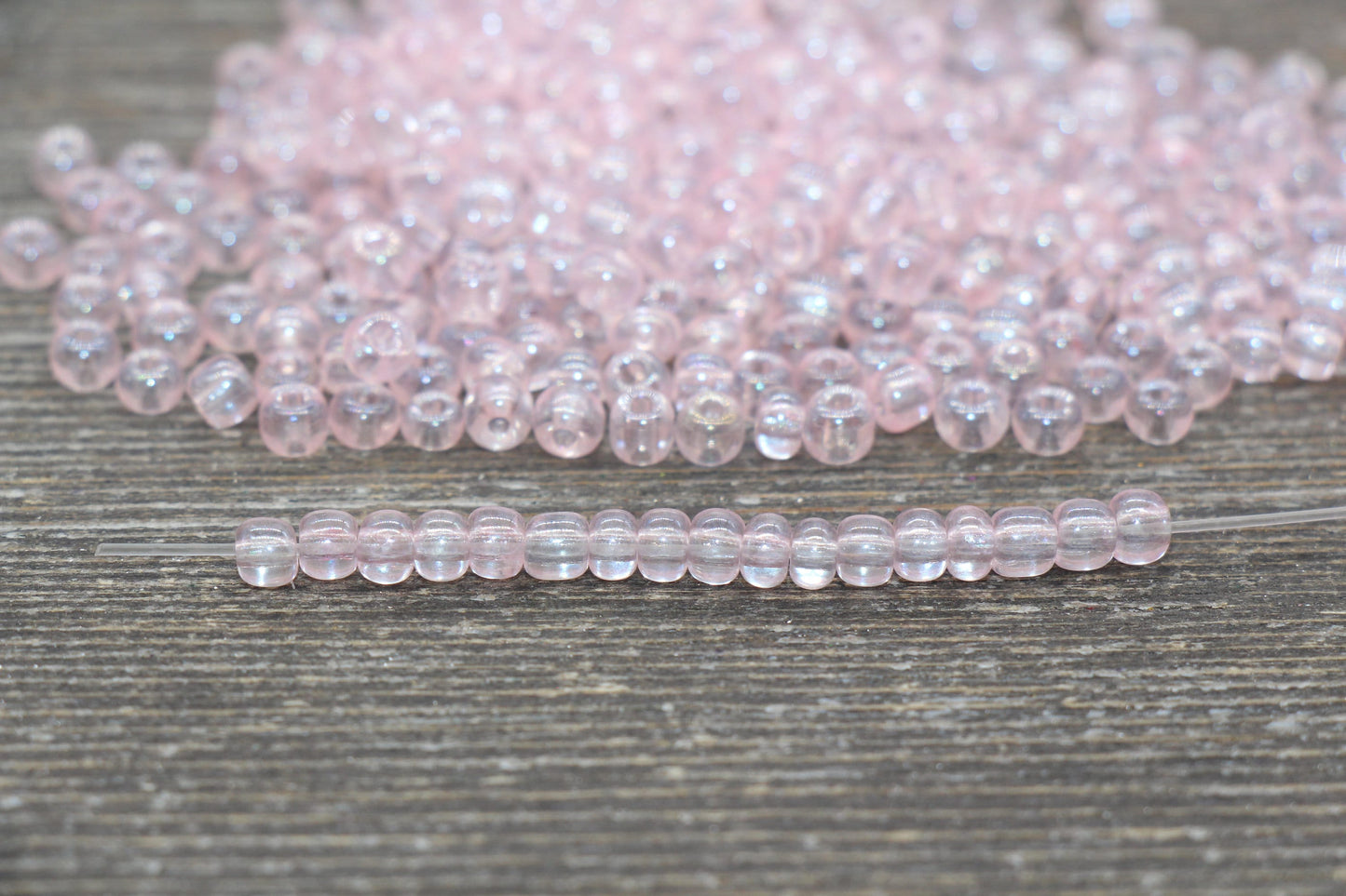 Glossy Transparent Glass Seed Beads, 4mm 6/0 Glass Round Seed Beads, Pink Trans Seed Beads, Rocailles Beads, Beading Supplies #2259