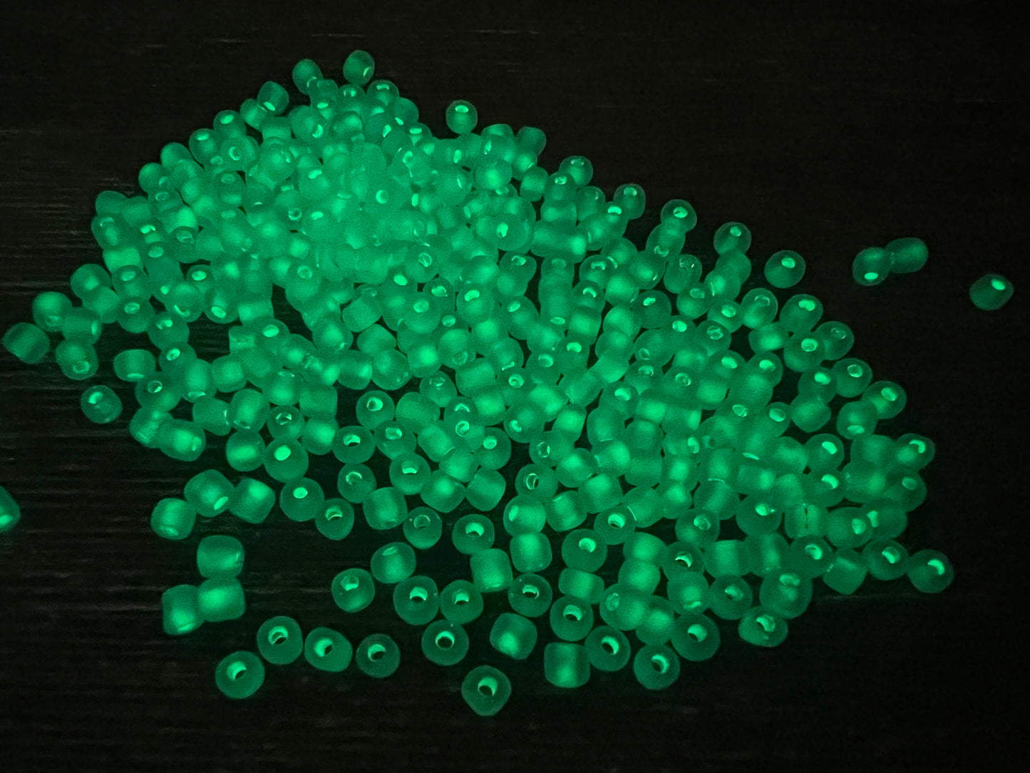 GLOW Matte Glass Beads, 4mm 6/0 Glass Beads, Glow in Dark Frosted Blue Seed Beads, Rocailles Beads, Beading Supplies #2299