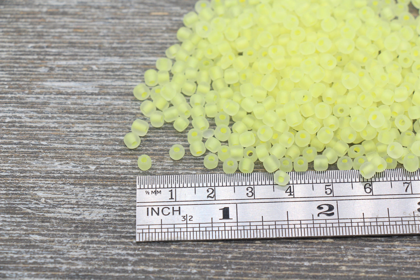GLOW Matte Glass Beads, 4mm 6/0 Glass Beads, Glow in Dark Frosted Yellow Seed Beads, Rocailles Beads, Beading Supplies #2310