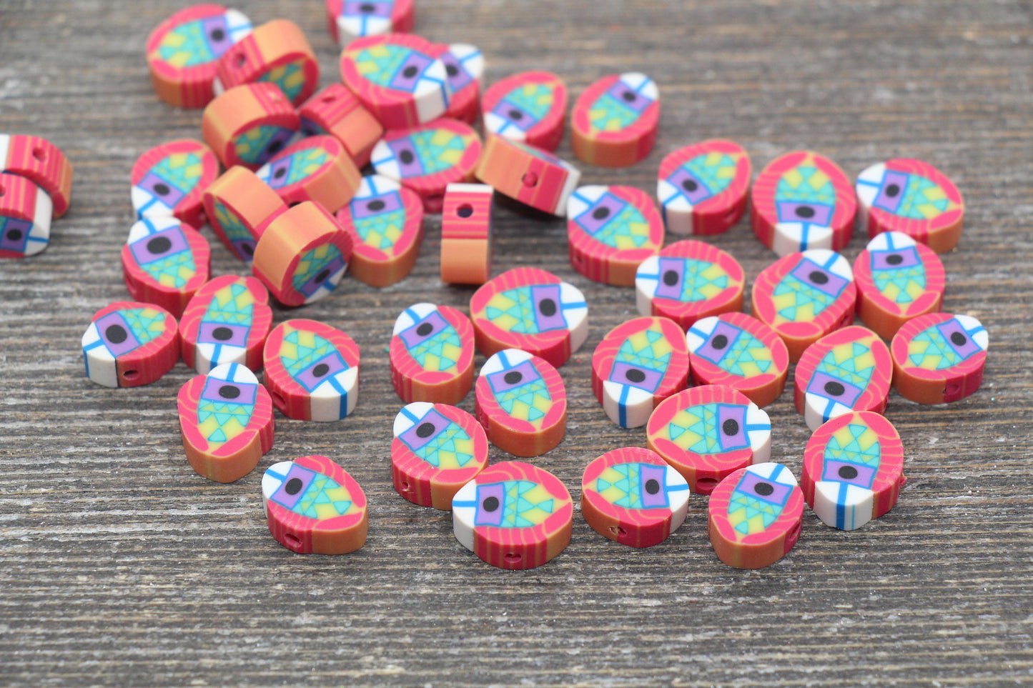 Fish Polymer Clay Beads, Fish Clay Beads, Fish Fimo Cane Beads #89
