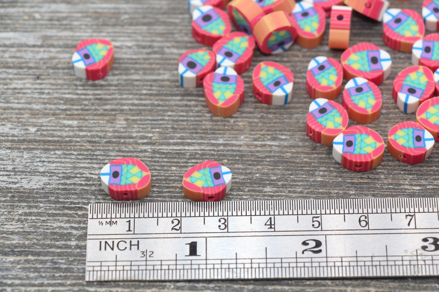 Fish Polymer Clay Beads, Fish Clay Beads, Fish Fimo Cane Beads #89