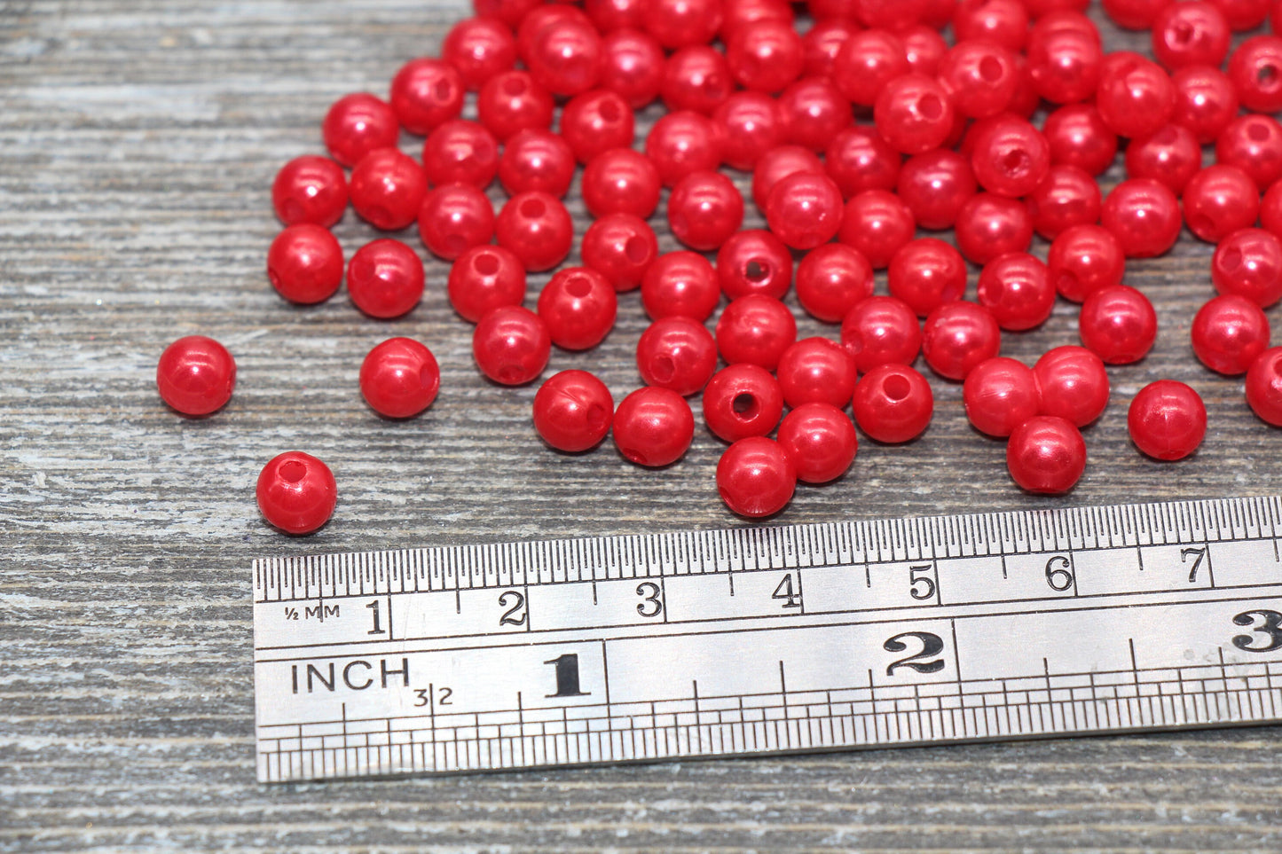 6mm Red Faux Pearl Beads, Faux Pearl Gumball Beads, Imitation Pearl Beads, Chunky Beads, Smooth Plastic Round Beads #2245