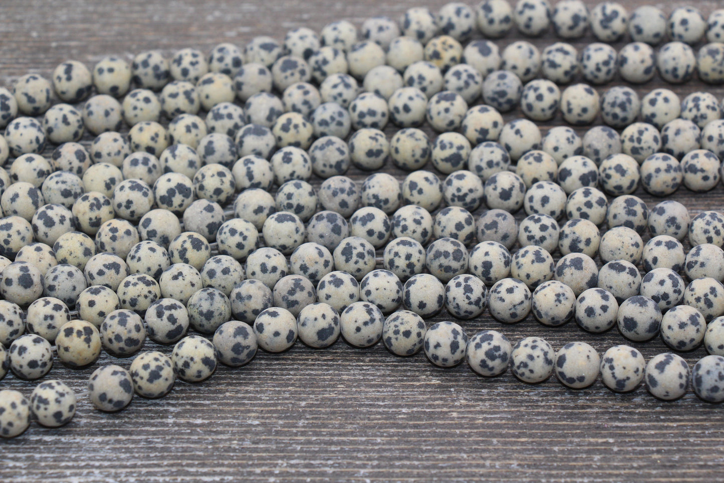 Matte Dalmatian Jasper Beads, Frosted Black Spotted Dot Gemstone Round Beads, Size 4mm 6mm 8mm 10mm 12mm #244