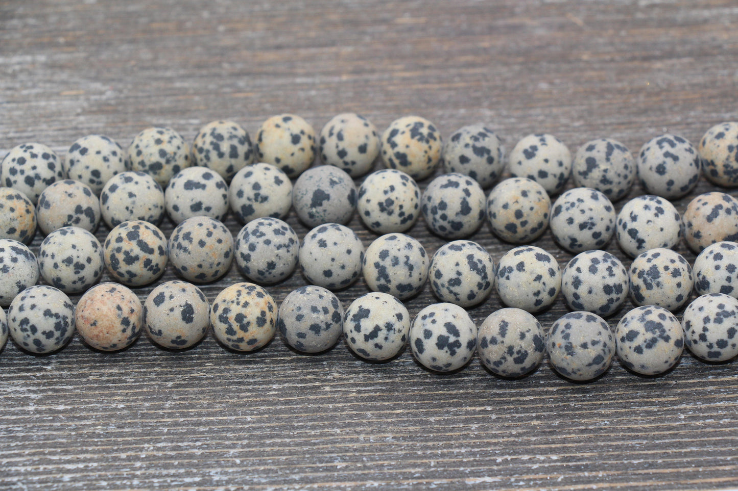 Matte Dalmatian Jasper Beads, Frosted Black Spotted Dot Gemstone Round Beads, Size 4mm 6mm 8mm 10mm 12mm #244
