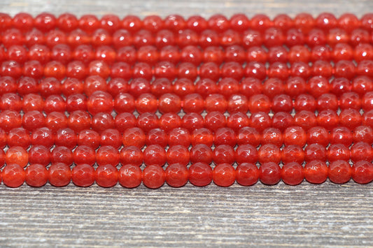 Faceted Red Jade Beads, Faceted Gemstone Round Loose Beads, Red Gemstone Jade Beads, Size 6mm 8mm 10mm #245