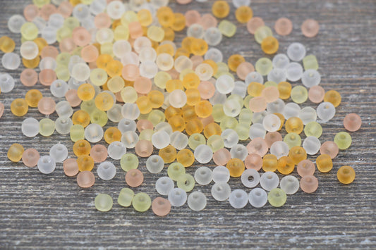 Matte Translucent Glass Beads, 4mm 6/0 Glass Round Beads, Frosted Multicolor Seed Beads, Rocailles Beads, Beading Supplies #2286