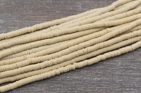 6mm Khaki Heishi Beads, Polymer Clay Disc Beads, African Disc Beads, Vinyl Heishi, 16 inch Strand #230