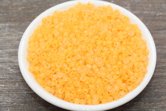 GLOW Matte Glass Beads, 4mm 6/0 Glass Beads, Glow in Dark Frosted Orange Seed Beads, Rocailles Beads, Beading Supplies #2309